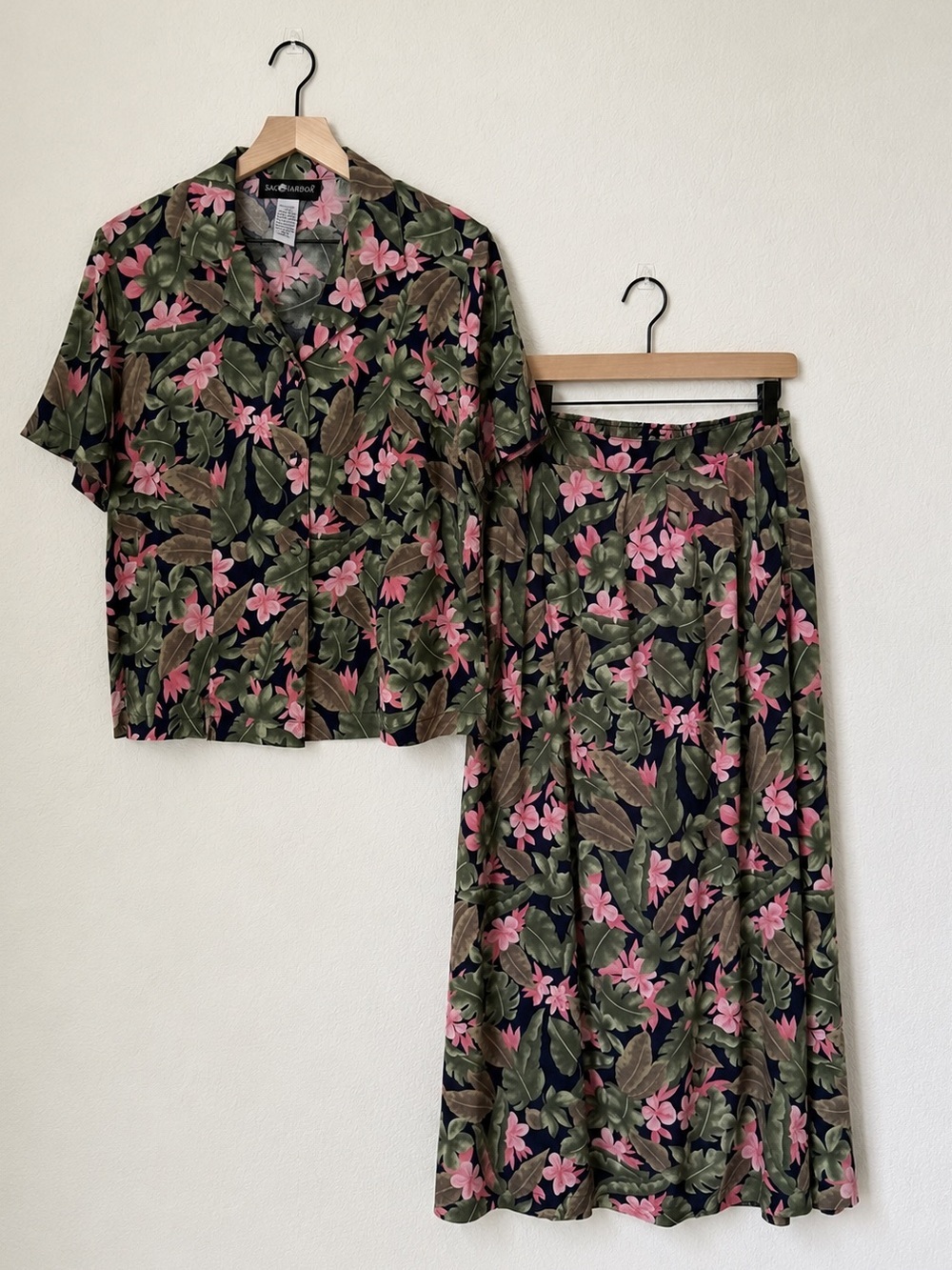 Sag Harbor Matching Two-piece Set Floral 100% Rayon XL